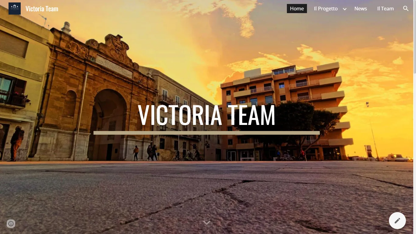 Schermata Home principale del sito Victoria Team